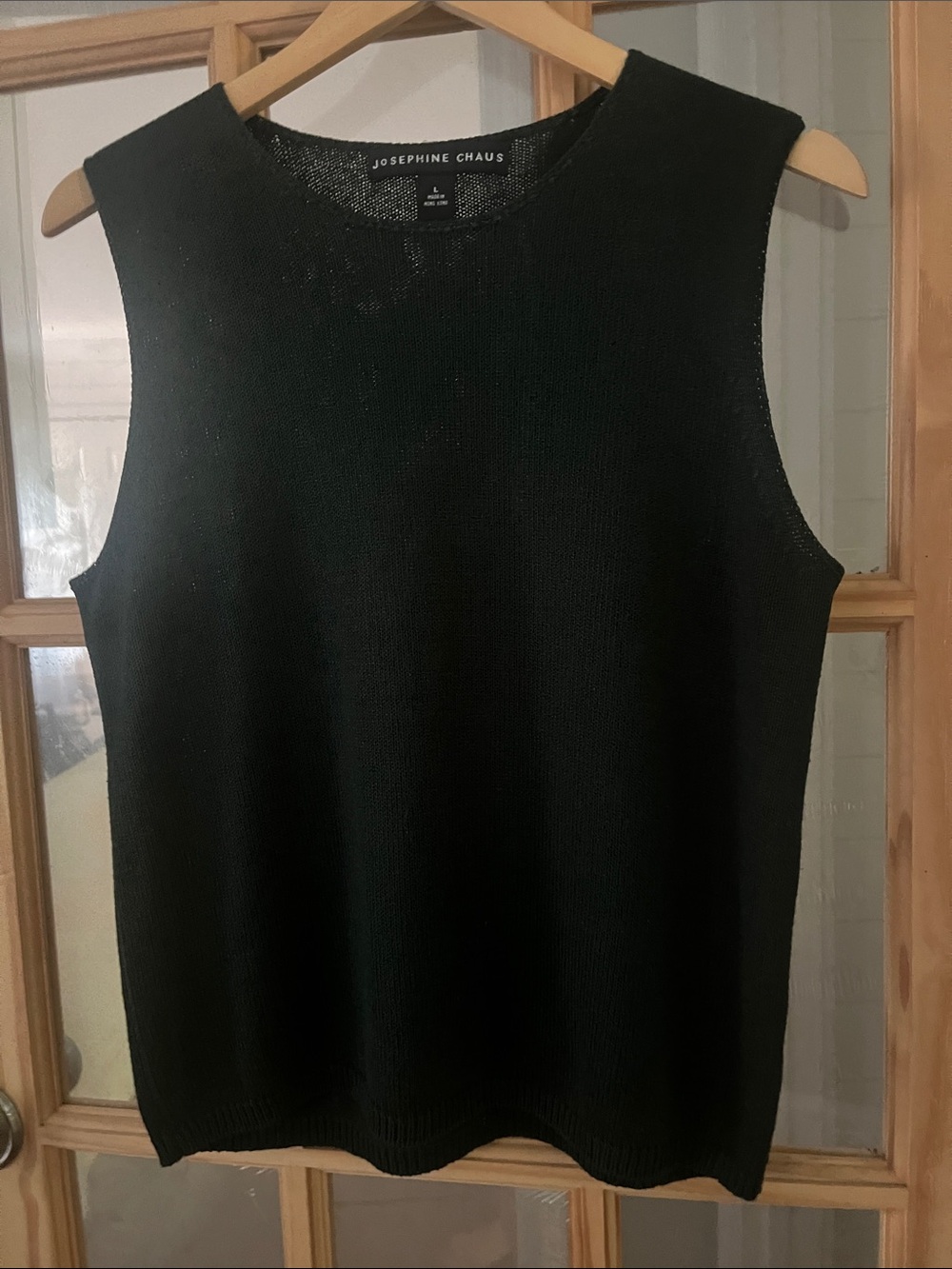 JOSEPHINE CHAUS Emerald Green Textured Knit Sleeveless Sweater Vest L Langenlook